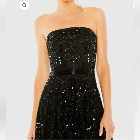 MAC DUGGAL Black Strapless Embellished A Line Dress - Picture 2 of 8